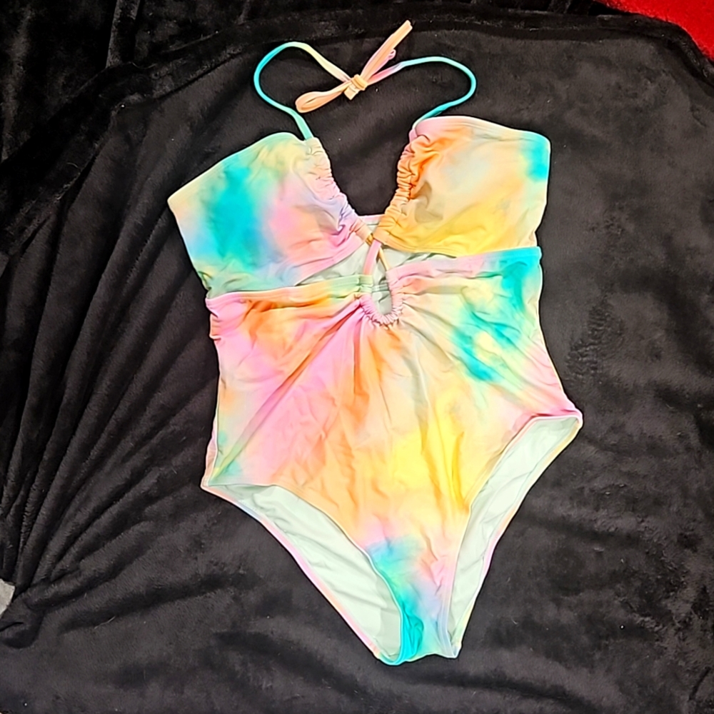 Tie-Dye One-Piece Bathing Suit, Large